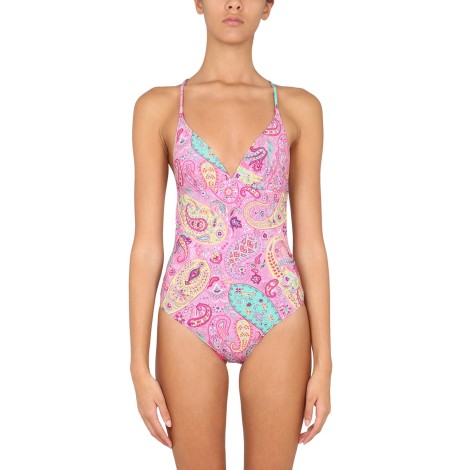 etro floral paisley print one piece swimsuit