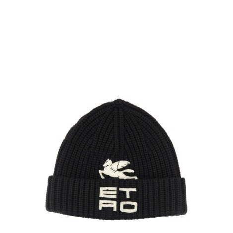 etro hat with logo patch