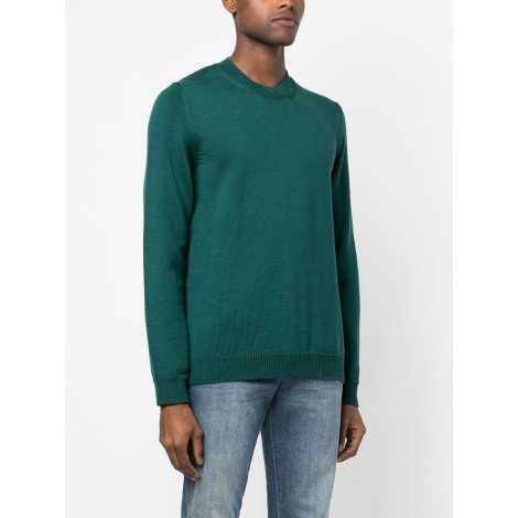 ROBERTO COLLINA maglione girocollo in lana merino color verde mare