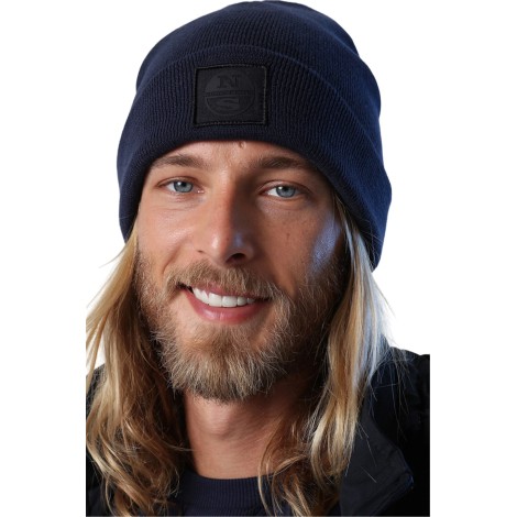 RECYCLED BLENDED COTTON BEANIE NAVY BLUE -