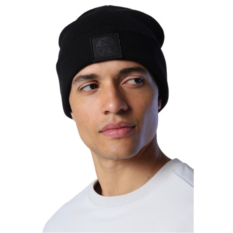 RECYCLED BLENDED COTTON BEANIE BLACK -