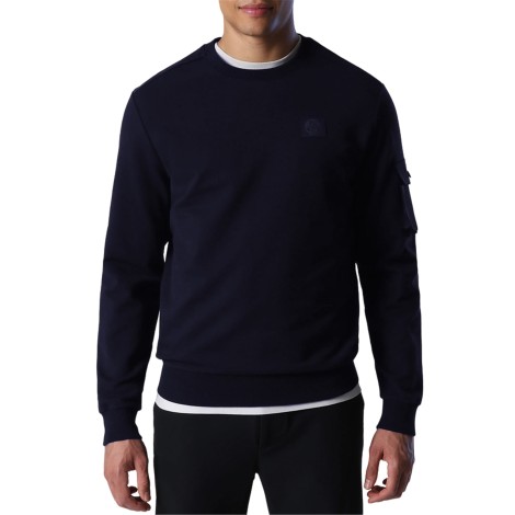 CREWNECK SWEATSHIRT W/POCKET NAVY BLUE