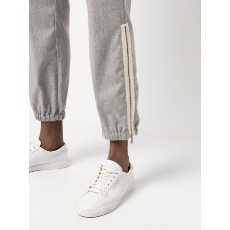 ELEVENTY pantaloni cargo grigi a gamba dritta in lana con bande laterali bianche