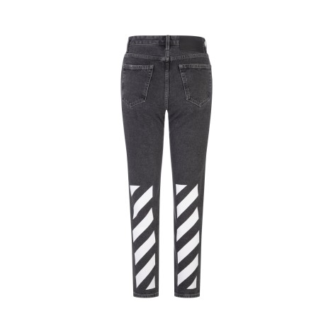 OFF-WHITE Jeans Donna Grigi Con Logo e Diagonali
