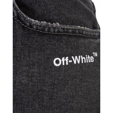 OFF-WHITE Jeans Donna Grigi Con Logo e Diagonali