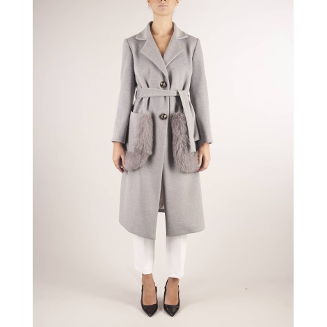 UN_FURTIVE Cappotto con inserti in vera pelliccia Un_Furtive