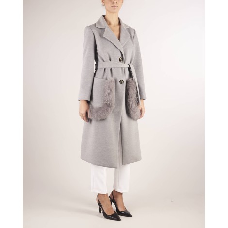UN_FURTIVE Cappotto con inserti in vera pelliccia Un_Furtive