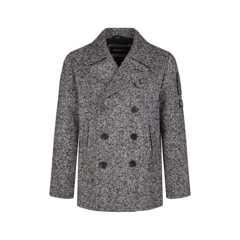 NEIL BARRETT Cappotto Doppiopetto In Tweed Nero e Bianco