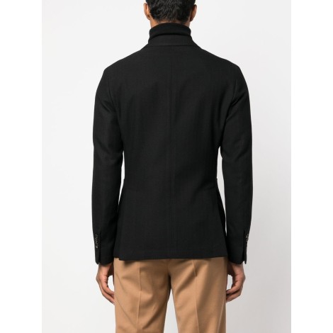 MANUEL RITZ blazer doppiopetto nero in lana vergine con pochette