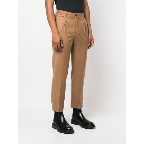 MANUEL RITZ Chino dritti in lana vergine color cammello con charm Manuel Ritz
