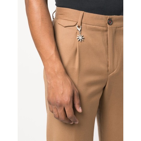 MANUEL RITZ Chino dritti in lana vergine color cammello con charm Manuel Ritz