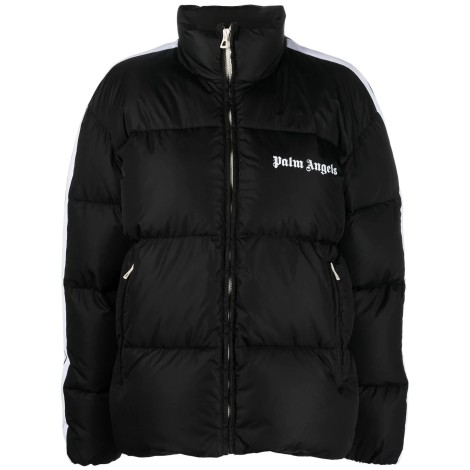 PALM ANGELS Piumino Nero Con Logo e Strisce a Contrasto