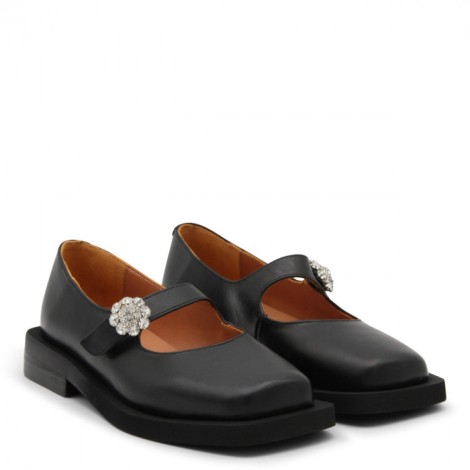 Ganni - Black Leather Loafers