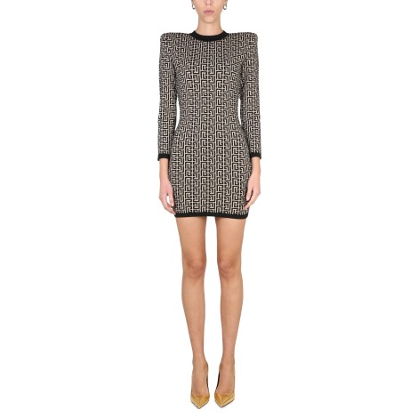 balmain monogram logo dress