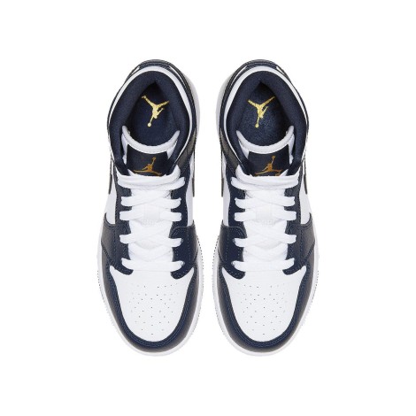 Jordan 1 Mid White Metallic Gold Obsidian (GS)
