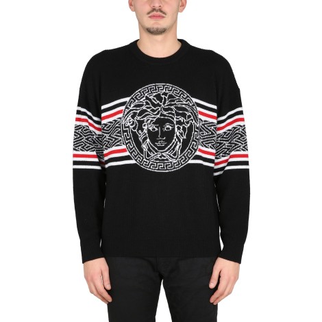 versace jacquard jersey with medusa stripes
