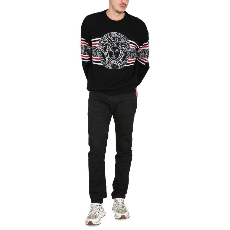 versace jacquard jersey with medusa stripes