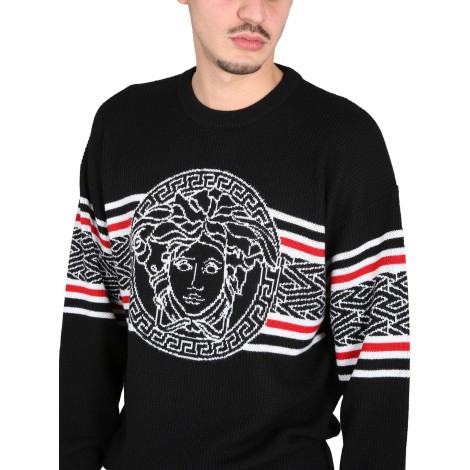 versace jacquard jersey with medusa stripes
