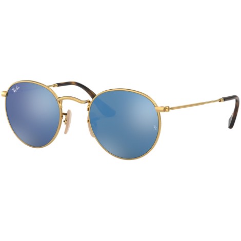 Round Flat Lenses RB3447N gold blue