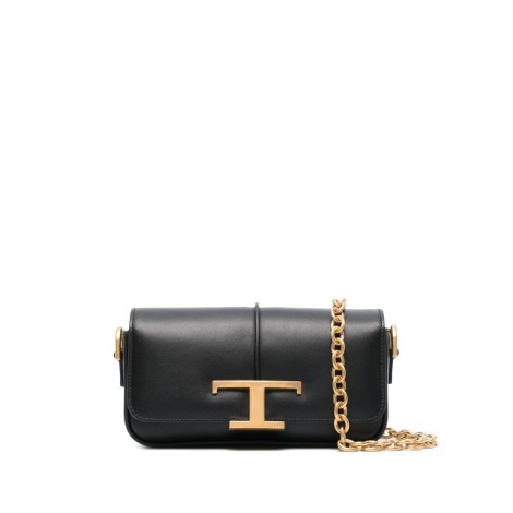 TOD'S TRACOLLA T TIMELESS IN PELLE NERA MINI XBWTSAR0100RORB999