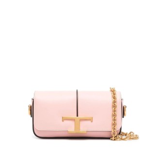TOD'S TRACOLLA T TIMELESS IN PELLE MINI ROSA XBWTSAR0100RORM037