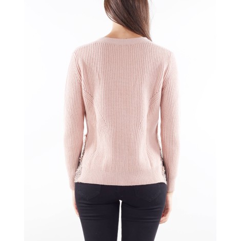 ANNA MOLINARI Cardigan a costine con inserti in pizzo Anna Molinari