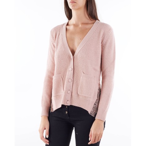 ANNA MOLINARI Cardigan a costine con inserti in pizzo Anna Molinari
