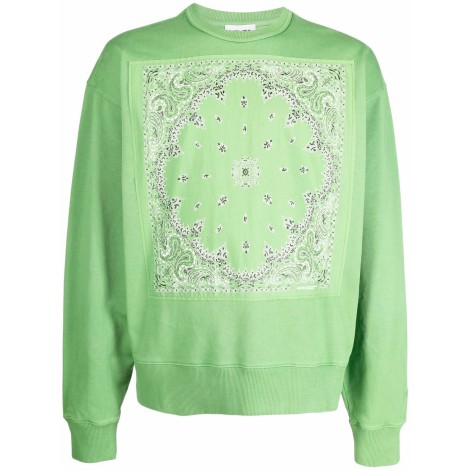 KENZO Felpa in cotone biologico verde con stampa bandana