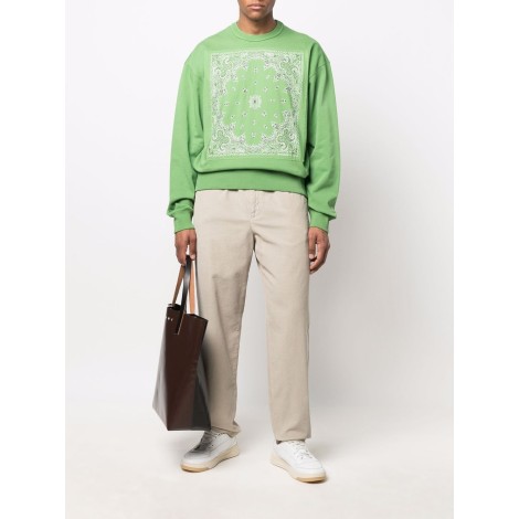 KENZO Felpa in cotone biologico verde con stampa bandana