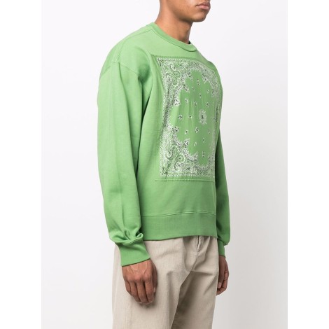 KENZO Felpa in cotone biologico verde con stampa bandana