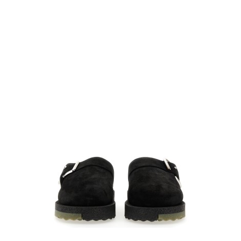 off-white suede sandals with buckle