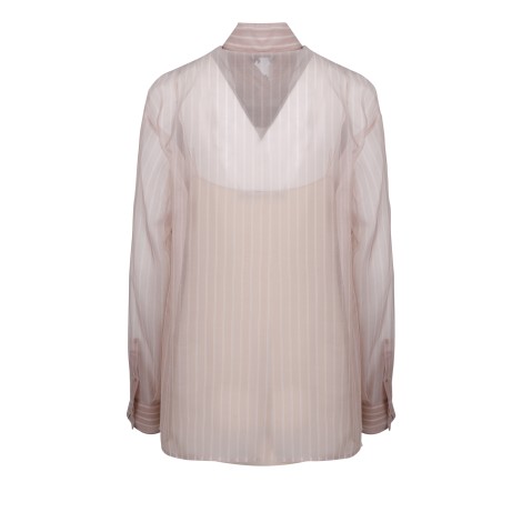 Prada Semi-Transparent Striped Silk Shirt 40