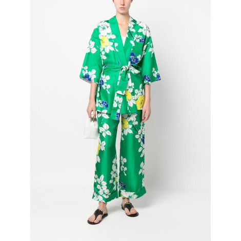 P.A.R.O.S.H. pantaloni a gamba larga con stampa floreale multicolore verde
