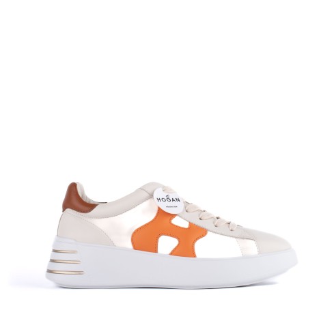 Sneakers H564 in pelle burro dettaglio arancio