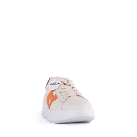 Sneakers H564 in pelle burro dettaglio arancio