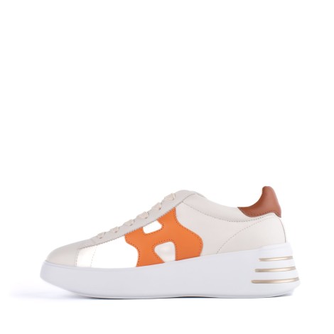 Sneakers H564 in pelle burro dettaglio arancio
