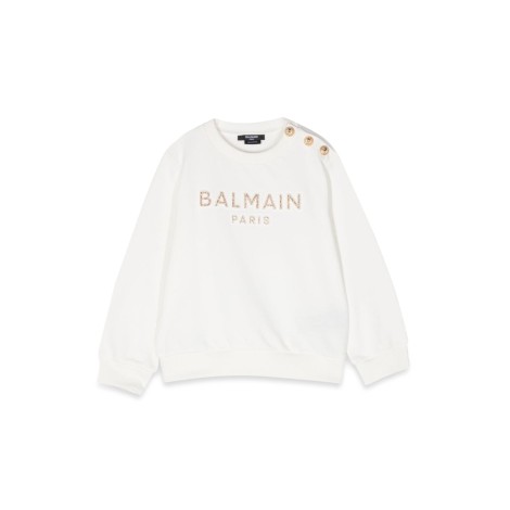 balmain crewneck sweatshirt logo and buttons