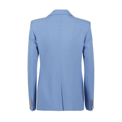 Tailleur di Tagliatore, da donna, colore azzurro. Modello con giacca collo revers, maniche lunghe e chiusura due bottoni a contrasto. Tasche patta con bottoni. Pantalone liscio, con passanti per cintura e chiusura frontale. Vestibilità