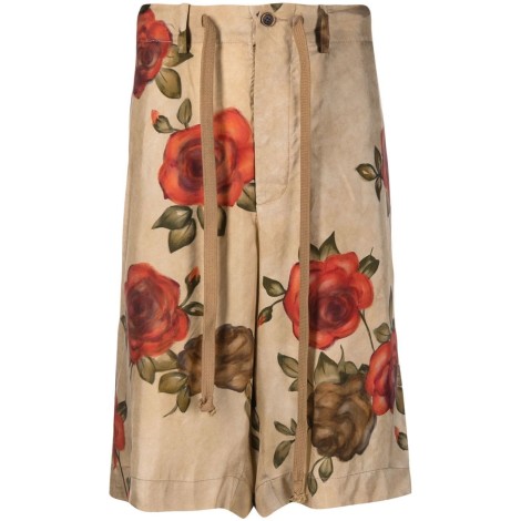 UMA WANG wide shorts with rose print
