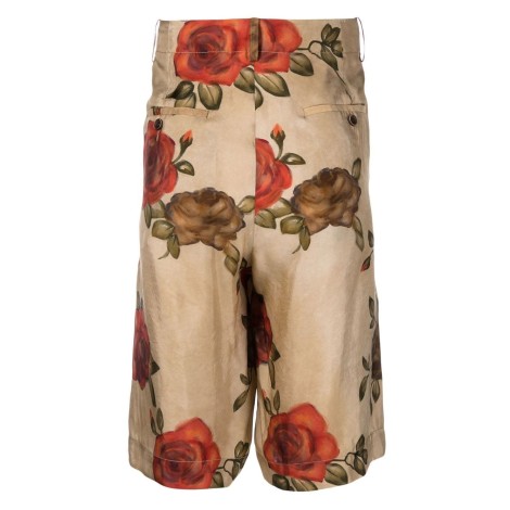 UMA WANG wide shorts with rose print