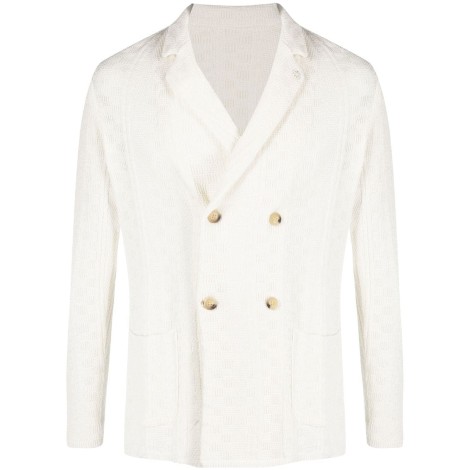 MANUEL RITZ blazer doppiopetto in maglia di cotone bianco latte