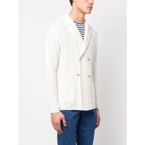 MANUEL RITZ blazer doppiopetto in maglia di cotone bianco latte