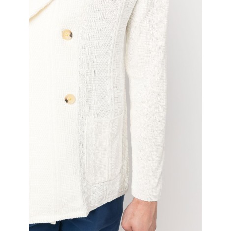 MANUEL RITZ blazer doppiopetto in maglia di cotone bianco latte
