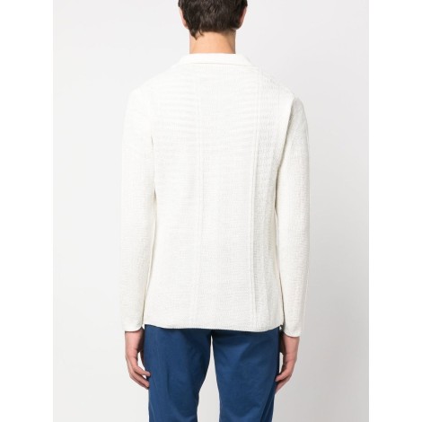 MANUEL RITZ blazer doppiopetto in maglia di cotone bianco latte