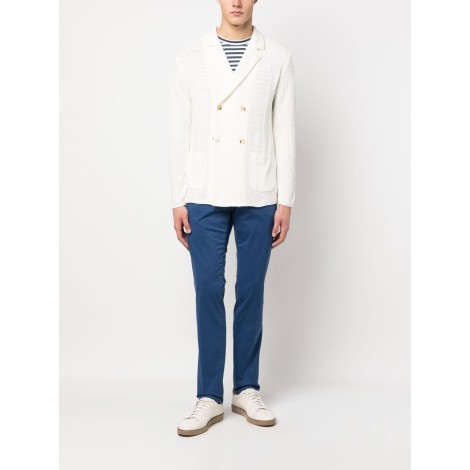 MANUEL RITZ blazer doppiopetto in maglia di cotone bianco latte