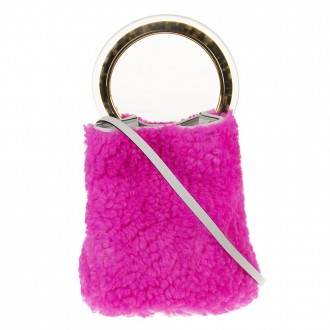 Pink Lamb Fur Bucket Bag