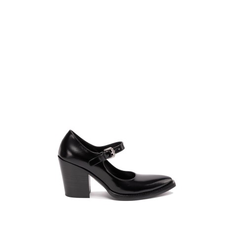 Prada Brushed Leather `Mary Jane` Pumps