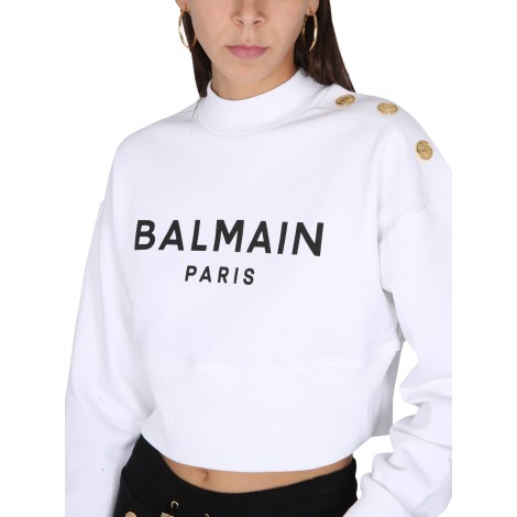 balmain cropped fit sweatshirt