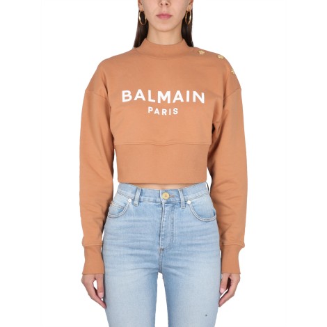 balmain cropped fit sweatshirt