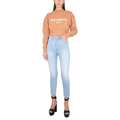 balmain cropped fit sweatshirt